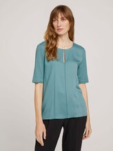 T-Shirt mit Stoff-Mix - Frauen - Mineral Stone Blue T-Shirt mit Stoff-Mix - Frauen - Mineral Stone Blue - 1 - Mine to five