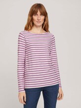 gestreiftes Langarmshirt - Frauen - lilac offwhite stripe gestreiftes Langarmshirt - Frauen - lilac offwhite stripe - 1 - TOM TAILOR