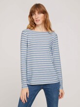 gestreiftes Langarmshirt - Frauen - blue offwhite stripe gestreiftes Langarmshirt - Frauen - blue offwhite stripe - 1 - TOM TAILOR