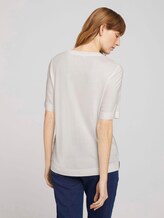 Loose Fit T-Shirt mit Stoffmix - Frauen - Whisper White Loose Fit T-Shirt mit Stoffmix - Frauen - Whisper White - 2 - TOM TAILOR