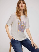Loose Fit T-Shirt mit Stoffmix - Frauen - Whisper White Loose Fit T-Shirt mit Stoffmix - Frauen - Whisper White - 5 - TOM TAILOR