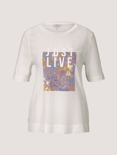 Loose Fit T-Shirt mit Stoffmix - Frauen - Whisper White Loose Fit T-Shirt mit Stoffmix - Frauen - Whisper White - 7 - TOM TAILOR