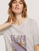Loose Fit T-Shirt mit Stoffmix - Frauen - Whisper White Loose Fit T-Shirt mit Stoffmix - Frauen - Whisper White - 9 - TOM TAILOR