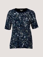 Loose Fit T-Shirt mit Stoffmix - Frauen - navy yellow flower design Loose Fit T-Shirt mit Stoffmix - Frauen - navy yellow flower design - 7 - TOM TAILOR