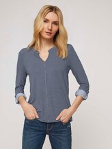 gemusterte Bluse mit Henleyausschnitt - Frauen - navy geometrical design gemusterte Bluse mit Henleyausschnitt - Frauen - navy geometrical design - 5 - TOM TAILOR