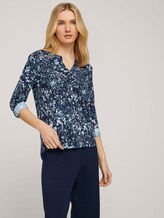 gemusterte Bluse mit Henleyausschnitt - Frauen - navy yellow flower design gemusterte Bluse mit Henleyausschnitt - Frauen - navy yellow flower design - 5 - TOM TAILOR