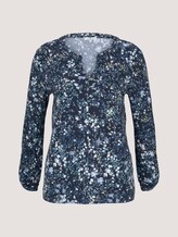 gemusterte Bluse mit Henleyausschnitt - Frauen - navy yellow flower design gemusterte Bluse mit Henleyausschnitt - Frauen - navy yellow flower design - 7 - TOM TAILOR