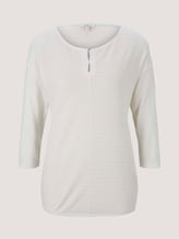 gestreiftes T-Shirt mit elastischem Saum - Frauen - Whisper White gestreiftes T-Shirt mit elastischem Saum - Frauen - Whisper White - 7 - TOM TAILOR