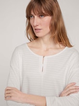 gestreiftes T-Shirt mit elastischem Saum - Frauen - Whisper White gestreiftes T-Shirt mit elastischem Saum - Frauen - Whisper White - 9 - TOM TAILOR