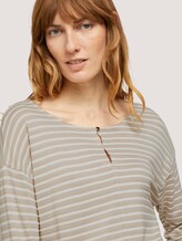 gestreiftes T-Shirt mit elastischem Saum - Frauen - beige thin stripe gestreiftes T-Shirt mit elastischem Saum - Frauen - beige thin stripe - 9 - TOM TAILOR