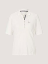 Poloshirt met print en zijsplitje met biologisch katoen - Vrouwen - Whisper White Poloshirt met print en zijsplitje met biologisch katoen - Vrouwen - Whisper White - 7 - TOM TAILOR