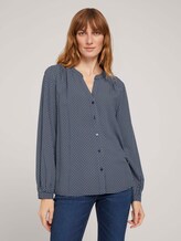 gemusterte Bluse mit LENZING™ ECOVERO™ und Knopfleiste - Frauen - navy geometrical design gemusterte Bluse mit LENZING™ ECOVERO™ und Knopfleiste - Frauen - navy geometrical design - 1 - TOM TAILOR