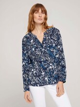 gemusterte Bluse mit LENZING™ ECOVERO™ und Knopfleiste - Frauen - navy yellow flower design gemusterte Bluse mit LENZING™ ECOVERO™ und Knopfleiste - Frauen - navy yellow flower design - 1 - TOM TAILOR