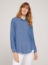 Hemdbluse mit Turn-Up Ärmel - Frauen - stonington blue melange Hemdbluse mit Turn-Up Ärmel - Frauen - stonington blue melange - 1 - TOM TAILOR