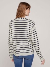 Gestreifter Strickpullover mit Bio-Baumwolle - Frauen - offwhite navy stripe Gestreifter Strickpullover mit Bio-Baumwolle - Frauen - offwhite navy stripe - 2 - TOM TAILOR