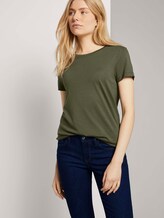 Basic T-Shirt aus Modalgemisch - Frauen - Olive Night Green Basic T-Shirt aus Modalgemisch - Frauen - Olive Night Green - 5 - TOM TAILOR