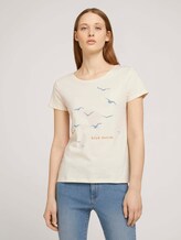 T-Shirt mit Print mit Bio-Baumwolle - Frauen - soft creme beige T-Shirt mit Print mit Bio-Baumwolle - Frauen - soft creme beige - 1 - TOM TAILOR Denim