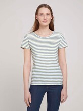 gestreiftes T-Shirt mit Bio-Baumwolle - Frauen - creme yellow blue stripe gestreiftes T-Shirt mit Bio-Baumwolle - Frauen - creme yellow blue stripe - 1 - TOM TAILOR Denim