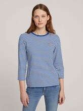 Gestreiftes Langarmshirt mit Bio-Baumwolle - Frauen - indigo blue creme stripe Gestreiftes Langarmshirt mit Bio-Baumwolle - Frauen - indigo blue creme stripe - 1 - TOM TAILOR Denim