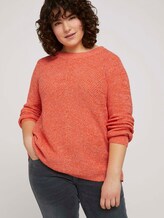 Melierter Strickpullover mit Bio-Baumwolle - Frauen - sundowner red Melierter Strickpullover mit Bio-Baumwolle - Frauen - sundowner red - 5 - My True Me