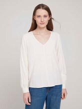 V-Ausschnitt Bluse mit LENZING™ ECOVERO™ - Frauen - soft creme beige V-Ausschnitt Bluse mit LENZING™ ECOVERO™ - Frauen - soft creme beige - 1 - TOM TAILOR Denim