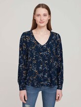 V-Aussschnitt Bluse mit LENZING™ ECOVERO™ - Frauen - blue dot print V-Aussschnitt Bluse mit LENZING™ ECOVERO™ - Frauen - blue dot print - 1 - TOM TAILOR Denim