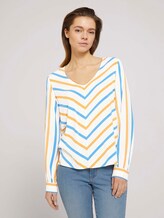 V-Ausschnitt Bluse mit LENZING™ ECOVERO™ - Frauen - beige geometrical design V-Ausschnitt Bluse mit LENZING™ ECOVERO™ - Frauen - beige geometrical design - 1 - TOM TAILOR Denim