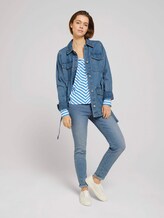 V-Ausschnitt Bluse mit LENZING™ ECOVERO™ - Frauen - mid blue white stripe V-Ausschnitt Bluse mit LENZING™ ECOVERO™ - Frauen - mid blue white stripe - 3 - TOM TAILOR Denim