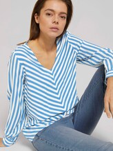 V-Ausschnitt Bluse mit LENZING™ ECOVERO™ - Frauen - mid blue white stripe V-Ausschnitt Bluse mit LENZING™ ECOVERO™ - Frauen - mid blue white stripe - 5 - TOM TAILOR Denim