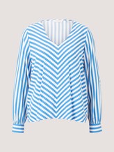 V-Ausschnitt Bluse mit LENZING™ ECOVERO™ - Frauen - mid blue white stripe V-Ausschnitt Bluse mit LENZING™ ECOVERO™ - Frauen - mid blue white stripe - 7 - TOM TAILOR Denim