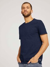 T-Shirt in Jacquard-Struktur - Männer - navy white jacquard T-Shirt in Jacquard-Struktur - Männer - navy white jacquard - 1 - TOM TAILOR Denim