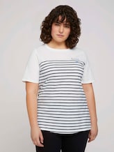 Striped T-shirt made with organic cotton - Women - Whisper White Striped T-shirt made with organic cotton - Women - Whisper White - 1 - My True Me