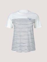 Striped T-shirt made with organic cotton - Women - Whisper White Striped T-shirt made with organic cotton - Women - Whisper White - 7 - My True Me