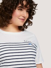 Striped T-shirt made with organic cotton - Women - Whisper White Striped T-shirt made with organic cotton - Women - Whisper White - 9 - My True Me