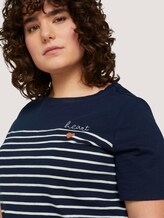 Gestreiftes T-Shirt mit Bio-Baumwolle - Frauen - Sky Captain Blue Gestreiftes T-Shirt mit Bio-Baumwolle - Frauen - Sky Captain Blue - 9 - My True Me