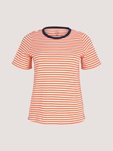 Striped t-shirt made with organic cotton - Women - red white regular stripe Striped t-shirt made with organic cotton - Women - red white regular stripe - 7 - My True Me