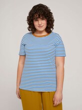 Striped t-shirt made with organic cotton - Women - marina white regular stripe Striped t-shirt made with organic cotton - Women - marina white regular stripe - 1 - My True Me
