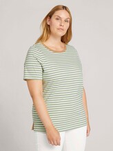 Curvy - Gestreiftes T-Shirt mit Bio-Baumwolle - Frauen - mint green white stripe Curvy - Gestreiftes T-Shirt mit Bio-Baumwolle - Frauen - mint green white stripe - 1 - My True Me
