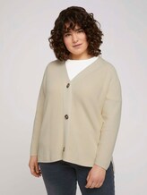 Cardigan mit Seitenschlitzen mit Bio-Baumwolle - Frauen - champagne white Cardigan mit Seitenschlitzen mit Bio-Baumwolle - Frauen - champagne white - 1 - My True Me