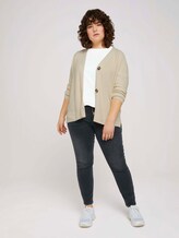 Cardigan mit Seitenschlitzen mit Bio-Baumwolle - Frauen - champagne white Cardigan mit Seitenschlitzen mit Bio-Baumwolle - Frauen - champagne white - 3 - My True Me