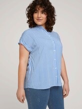 Plus - Gestreifte Kurzarmbluse mit LENZING™ ECOVERO™ - Frauen - marina white vertical stripe Plus - Gestreifte Kurzarmbluse mit LENZING™ ECOVERO™ - Frauen - marina white vertical stripe - 5 - My True Me