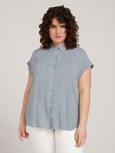 gestreifte Kurzarmbluse mit LENZING™ ECOVERO™ - Frauen - jasper white vertical stripe gestreifte Kurzarmbluse mit LENZING™ ECOVERO™ - Frauen - jasper white vertical stripe - 1 - My True Me