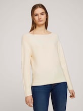 Strukturierter Pullover mit Bio-Baumwolle - Frauen - soft creme beige Strukturierter Pullover mit Bio-Baumwolle - Frauen - soft creme beige - 1 - TOM TAILOR Denim