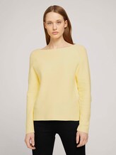 Strukturierter Pullover mit Bio-Baumwolle - Frauen - soft yellow Strukturierter Pullover mit Bio-Baumwolle - Frauen - soft yellow - 1 - TOM TAILOR Denim