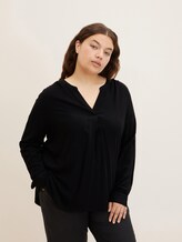 Plus - Bluse mit LENZING™ ECOVERO™ und Faltendetail - Frauen - deep black Plus - Bluse mit LENZING™ ECOVERO™ und Faltendetail - Frauen - deep black - 1 - My True Me