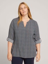 Curvy - Bluse mit LENZING™ ECOVERO™ und Faltendetail - Frauen - blue camel dot design Curvy - Bluse mit LENZING™ ECOVERO™ und Faltendetail - Frauen - blue camel dot design - 1 - My True Me