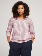 Curvy - Gestreifte Henleybluse mit LENZING™ ECOVERO™ - Frauen - light berry white stripe Curvy - Gestreifte Henleybluse mit LENZING™ ECOVERO™ - Frauen - light berry white stripe - 5 - My True Me