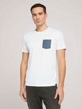 gemustertes T-Shirt mit Bio-Baumwolle - Männer - white base blue element design gemustertes T-Shirt mit Bio-Baumwolle - Männer - white base blue element design - 1 - TOM TAILOR