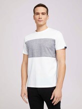 Tshirt mit gestreiftem Einsatz - Männer - Off White Tshirt mit gestreiftem Einsatz - Männer - Off White - 1 - TOM TAILOR