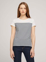 Gestreiftes T-Shirt mit Bio-Baumwolle - Frauen - Gardenia White Gestreiftes T-Shirt mit Bio-Baumwolle - Frauen - Gardenia White - 1 - TOM TAILOR Denim